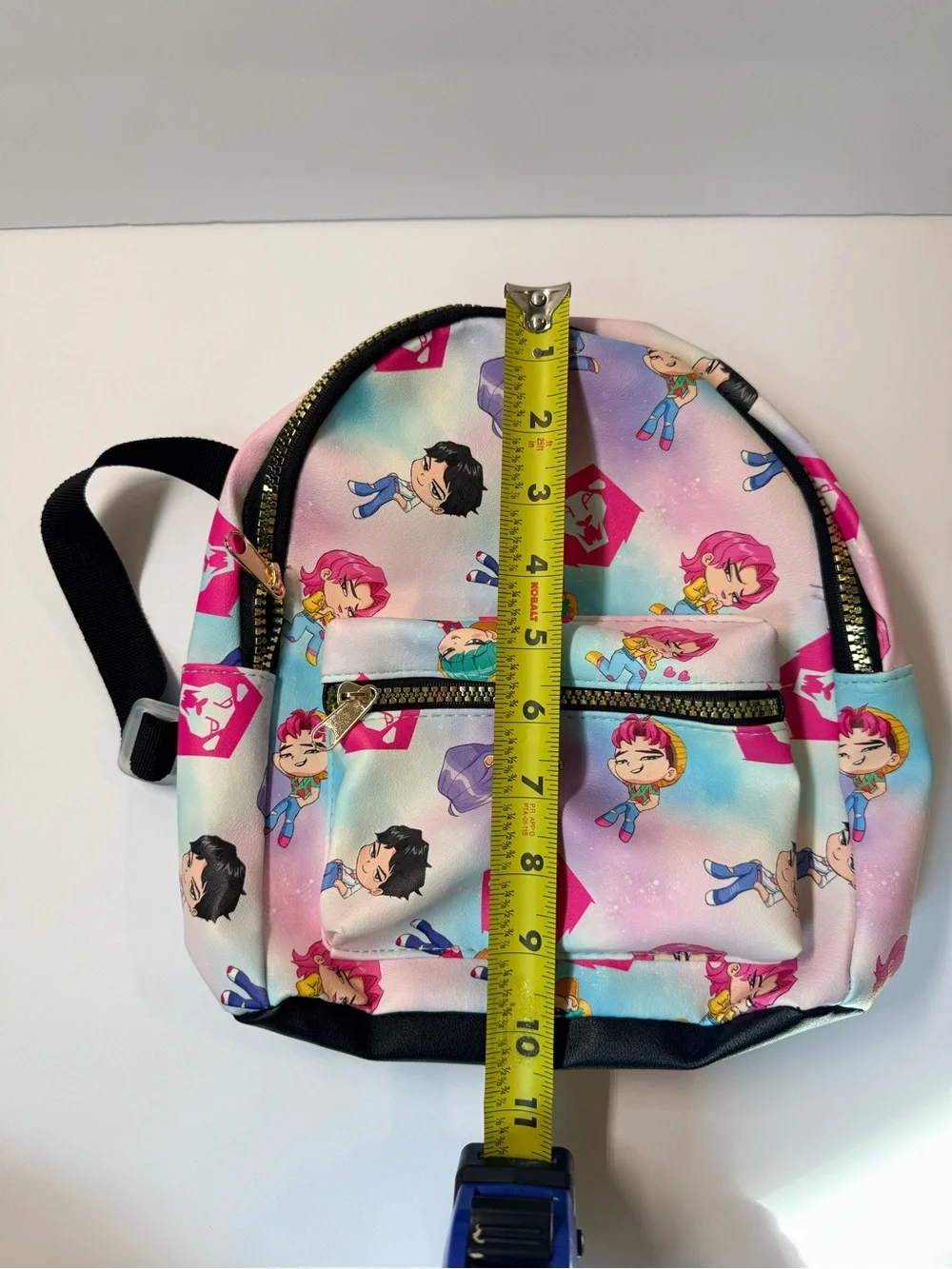 Kpop Demon Hunters (Saja Boys)Pastel Chibi Anime Mini Backpack Gold Zipper